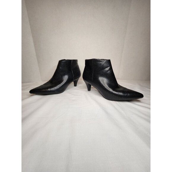 Women's Kitten Heel Snakeskin SZ: 8 Pull on Zip Up Ankle Booties - Picture 5 of 9